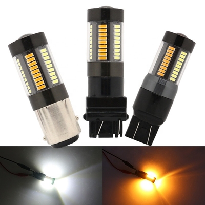 LEDブレーキ回転信号ライト1157 3157 7443 4014 66SMD二重色の白く黄色い12Vスイッチバック