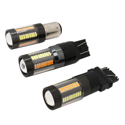 LEDブレーキ回転信号ライト1157 3157 7443 4014 66SMD二重色の白く黄色い12Vスイッチバック