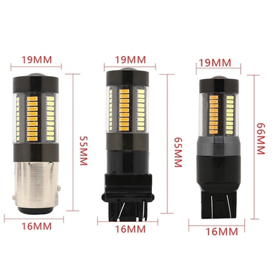 LEDブレーキ回転信号ライト1157 3157 7443 4014 66SMD二重色の白く黄色い12Vスイッチバック