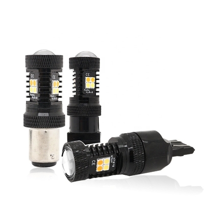 二重色の白く黄色い12VスイッチバックLEDブレーキ回転信号ライト1157 3157 7443 3030 16SMD