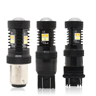 二重色の白く黄色い12VスイッチバックLEDブレーキ回転信号ライト1157 3157 7443 3030 16SMD