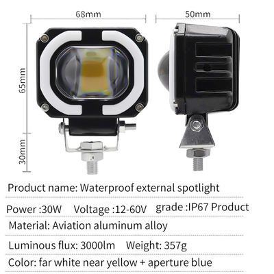 4x4 オフロード LED ワークランプ ヘッドライト 霧 運転ライト 12-80V 4 インチ 30W 双色
