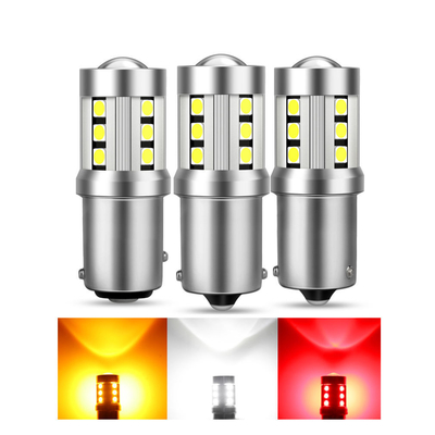 ユニバーサル ホワイト LED カー ターンシグナルライト1156 1157 3030 15SMD LED 電球 ホワイト イエロー Canbus ナンバープレート インテリア LED