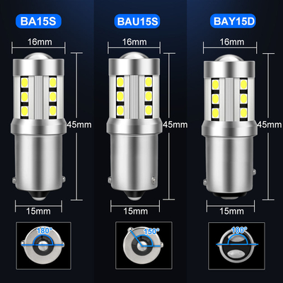 ユニバーサル ホワイト LED カー ターンシグナルライト1156 1157 3030 15SMD LED 電球 ホワイト イエロー Canbus ナンバープレート インテリア LED