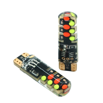 明るさ 新型自動車 インテリアLED電球 T10 5050 6SMD RGB色 RGB付き リモートストロブ点灯付き