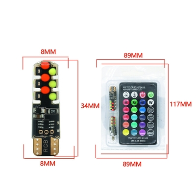 明るさ 新型自動車 インテリアLED電球 T10 5050 6SMD RGB色 RGB付き リモートストロブ点灯付き