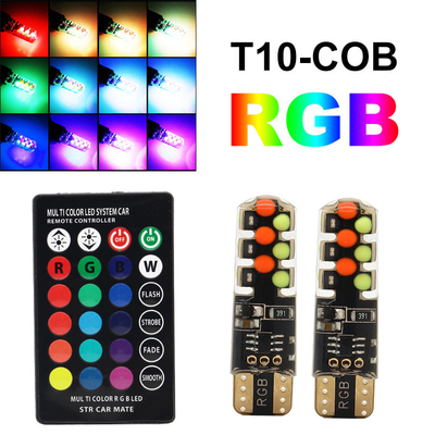 明るさ 新型自動車 インテリアLED電球 T10 5050 6SMD RGB色 RGB付き リモートストロブ点灯付き