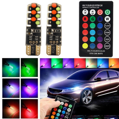 明るさ 新型自動車 インテリアLED電球 T10 5050 6SMD RGB色 RGB付き リモートストロブ点灯付き