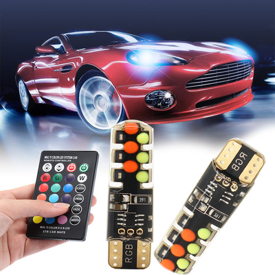 明るさ 新型自動車 インテリアLED電球 T10 5050 6SMD RGB色 RGB付き リモートストロブ点灯付き