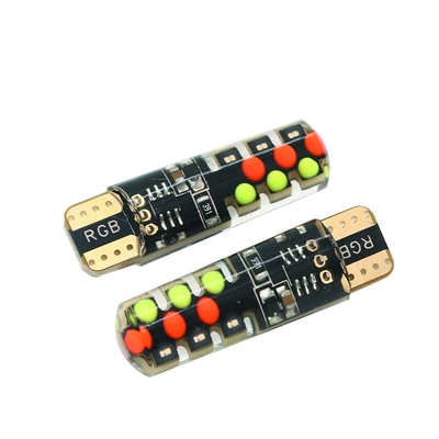明るさ 新型自動車 インテリアLED電球 T10 5050 6SMD RGB色 RGB付き リモートストロブ点灯付き