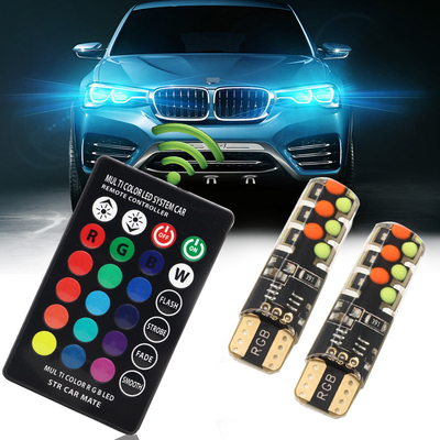 明るさ 新型自動車 インテリアLED電球 T10 5050 6SMD RGB色 RGB付き リモートストロブ点灯付き