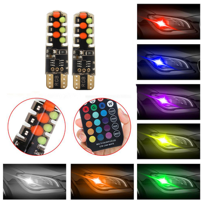 明るさ 新型自動車 インテリアLED電球 T10 5050 6SMD RGB色 RGB付き リモートストロブ点灯付き