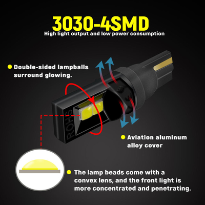360度LED電球 T10 194 168 147 W5W 3030 車用LEDインテリア電球 エラーフリー 免許証券灯