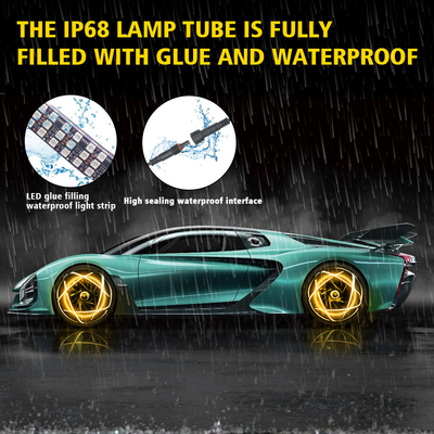 RGB SMD 5050 LED ストライプ IP67 防水 LED 車輪 ハブ カラーライト RGB 車輪 LED ライト カーフレーム用 App コントロール