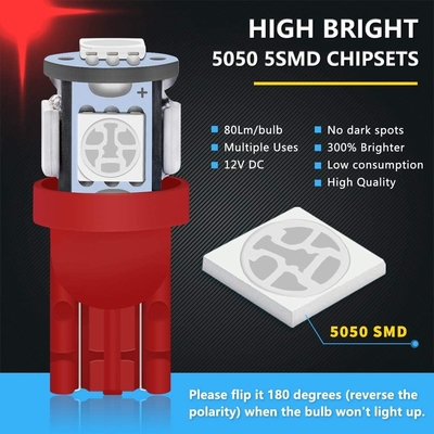 194の自動車LEDの電球6500KはT10 SMD 5050を欠けるくさびで留める