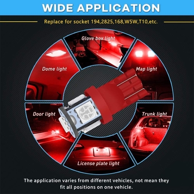 194の自動車LEDの電球6500KはT10 SMD 5050を欠けるくさびで留める
