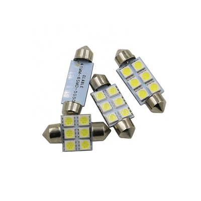 花飾りC5W 5050 6SMD LED車内部ライト電球のドーム青く白いDC 12V 31mm 36mm 39mm 41mm